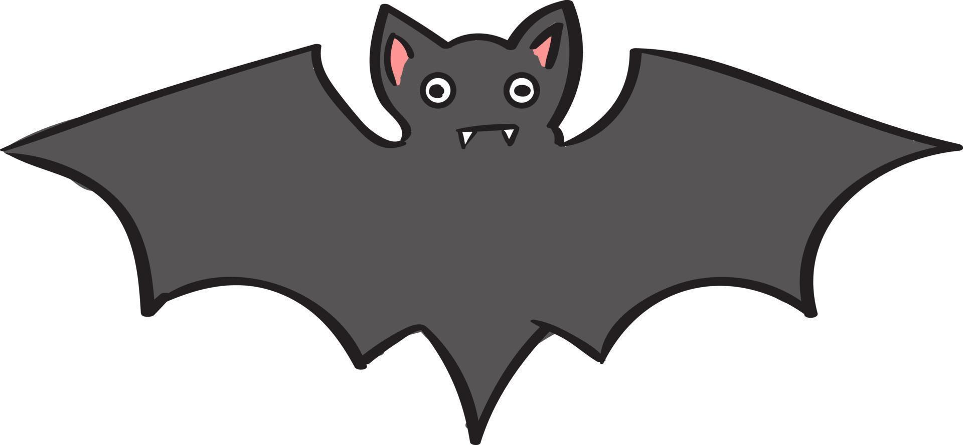 Black bat, illustration, vector on white background.