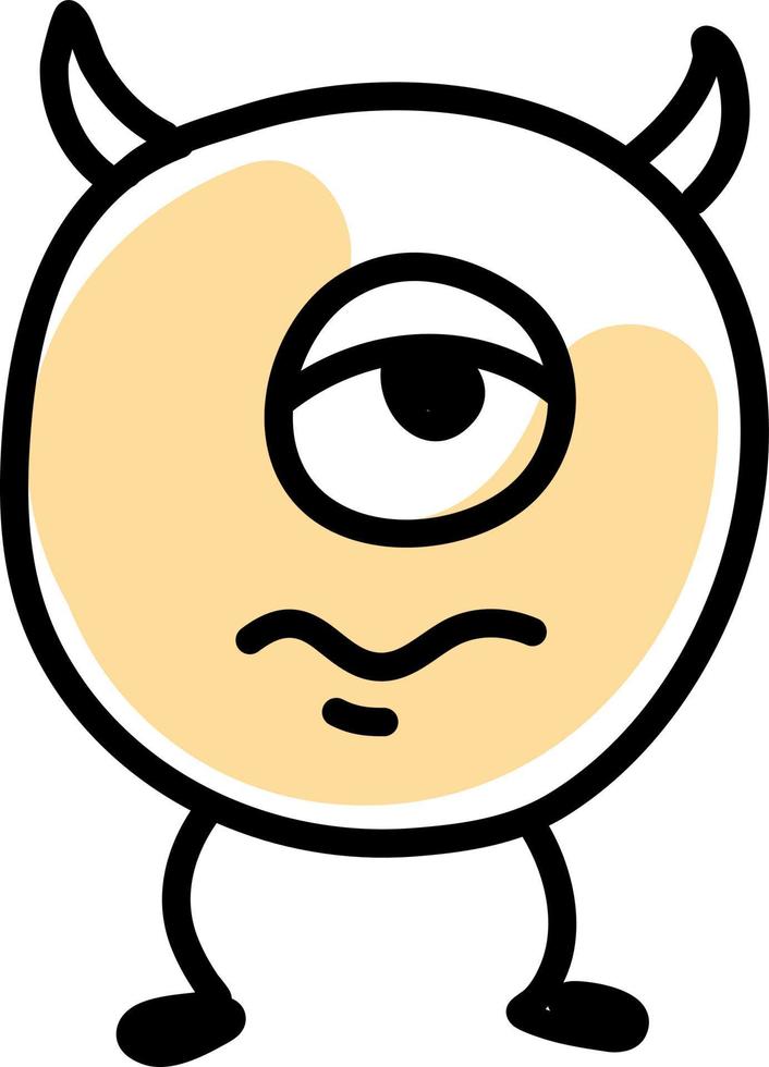 Bored little monster, icon illustration, vector on white background