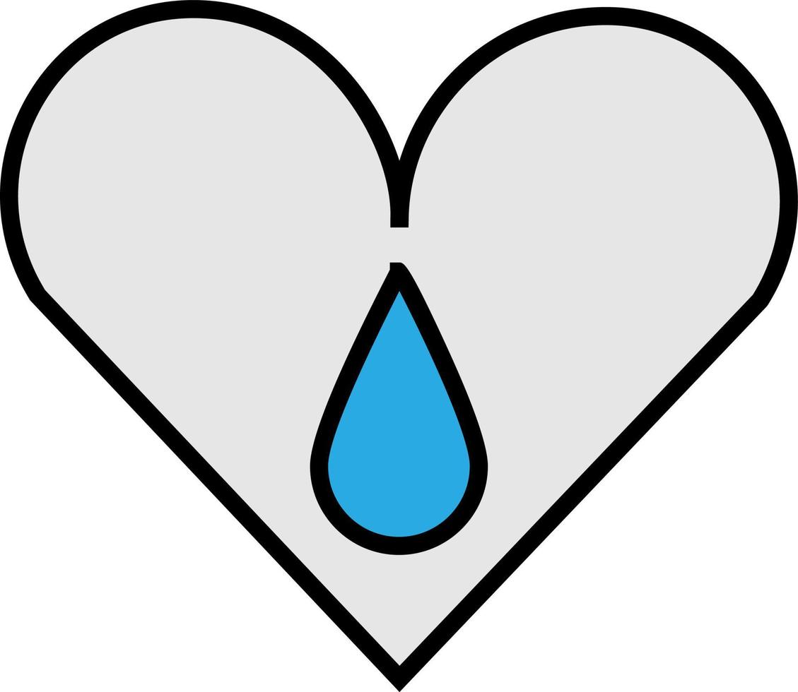 Gota de corazón de agua, ilustración, vector sobre un fondo blanco.