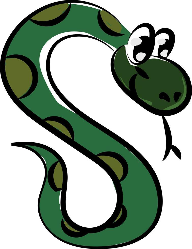 serpiente verde feliz, ilustración, vector sobre fondo blanco.