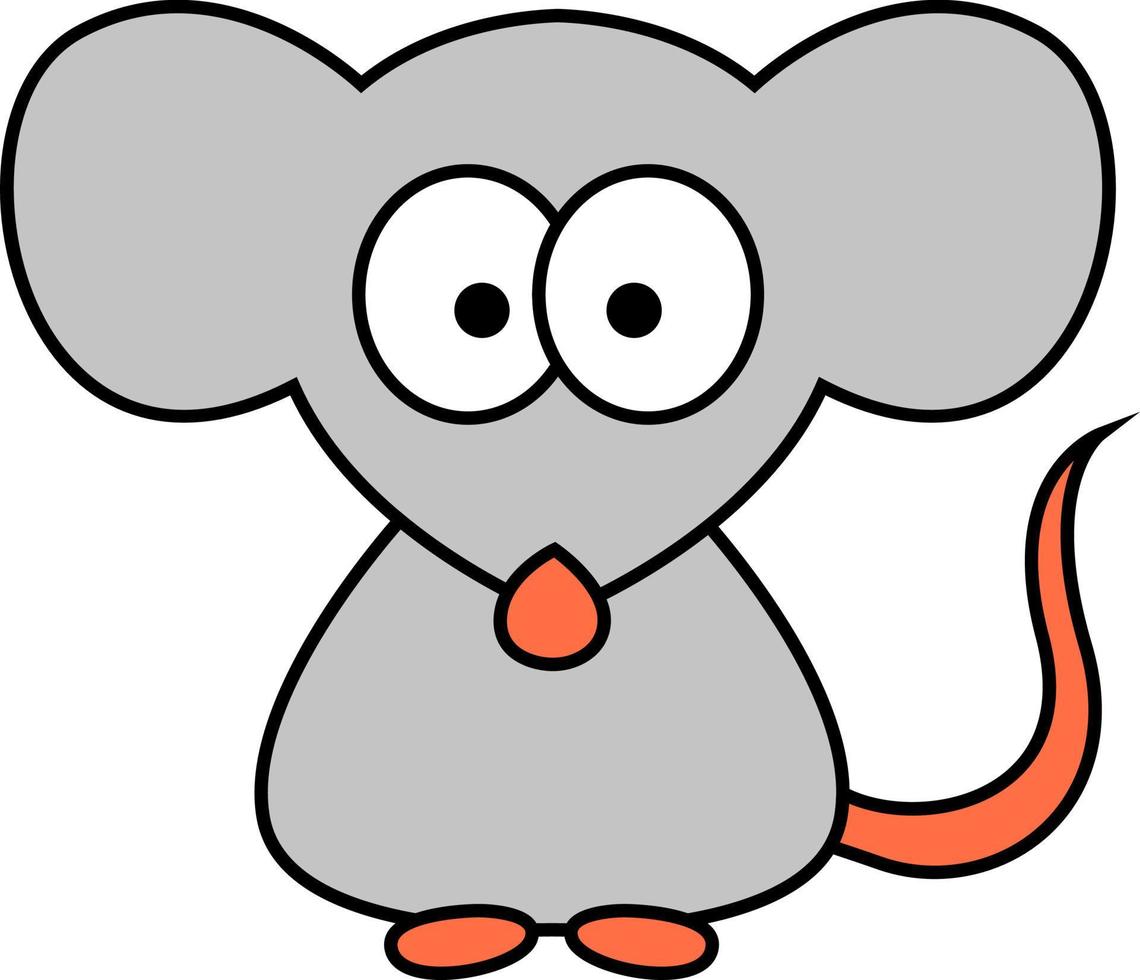 Grey Mouse, illustration, on a white background. vector