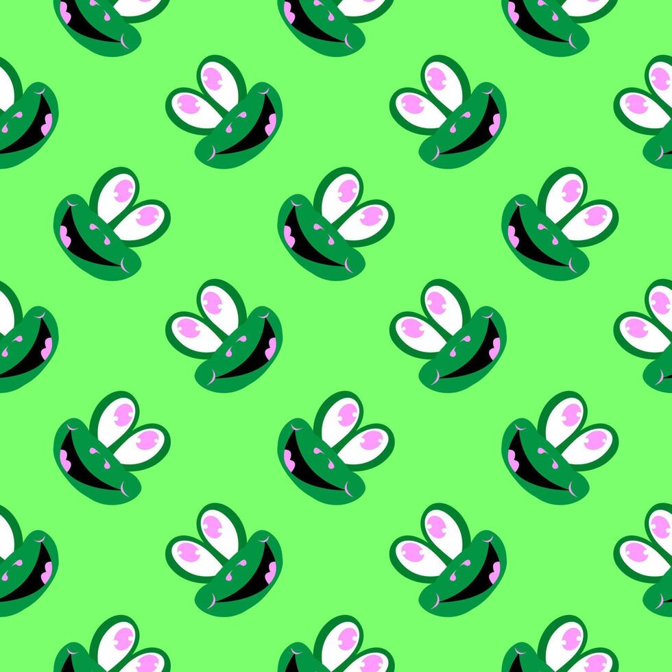 Frog pattern, seamless pattern on green background. vector