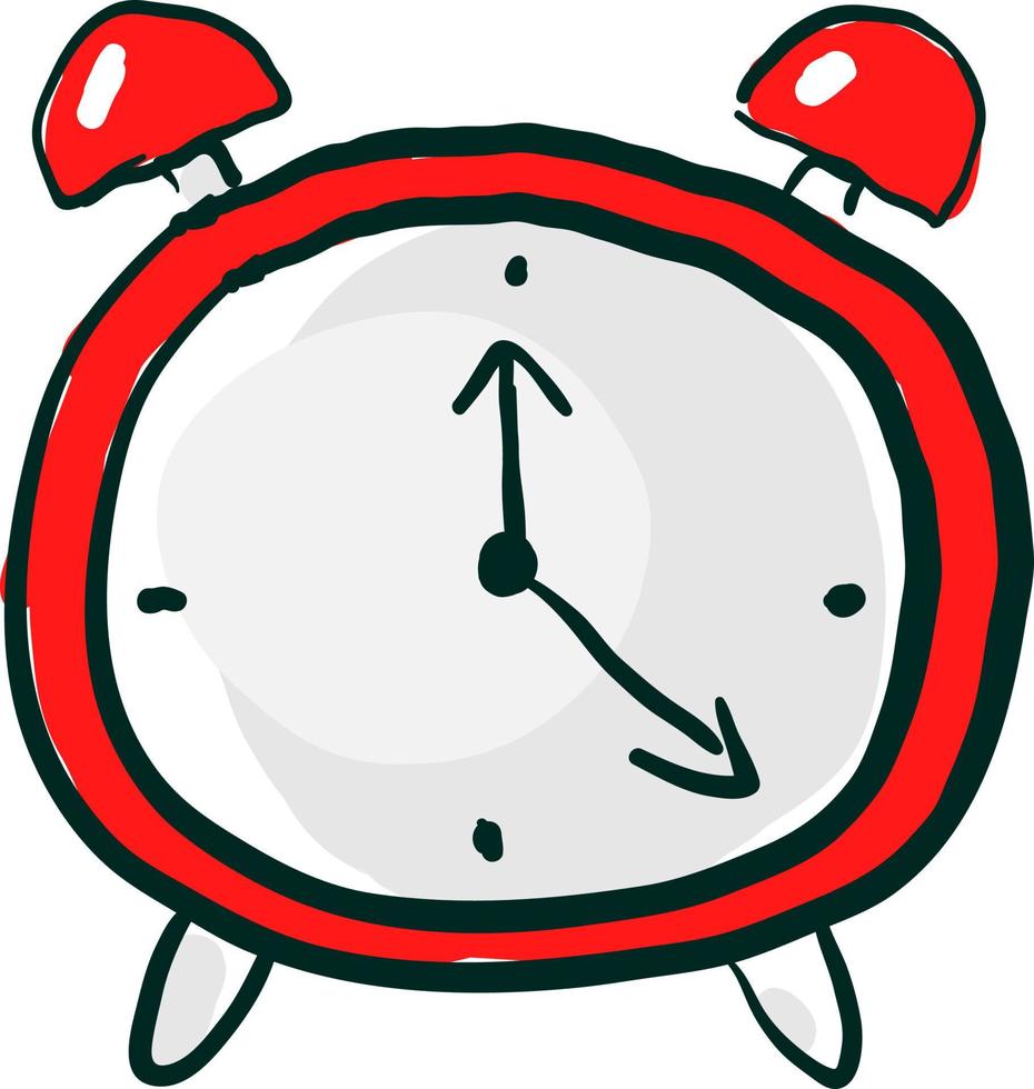 Red clock, illustration, vector on white background.