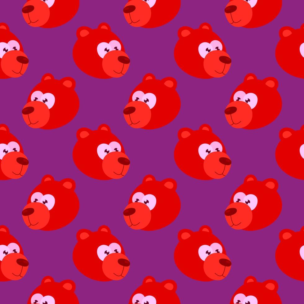 cabeza de oso rojo, patrón sin costuras sobre fondo rosa fuerte. vector