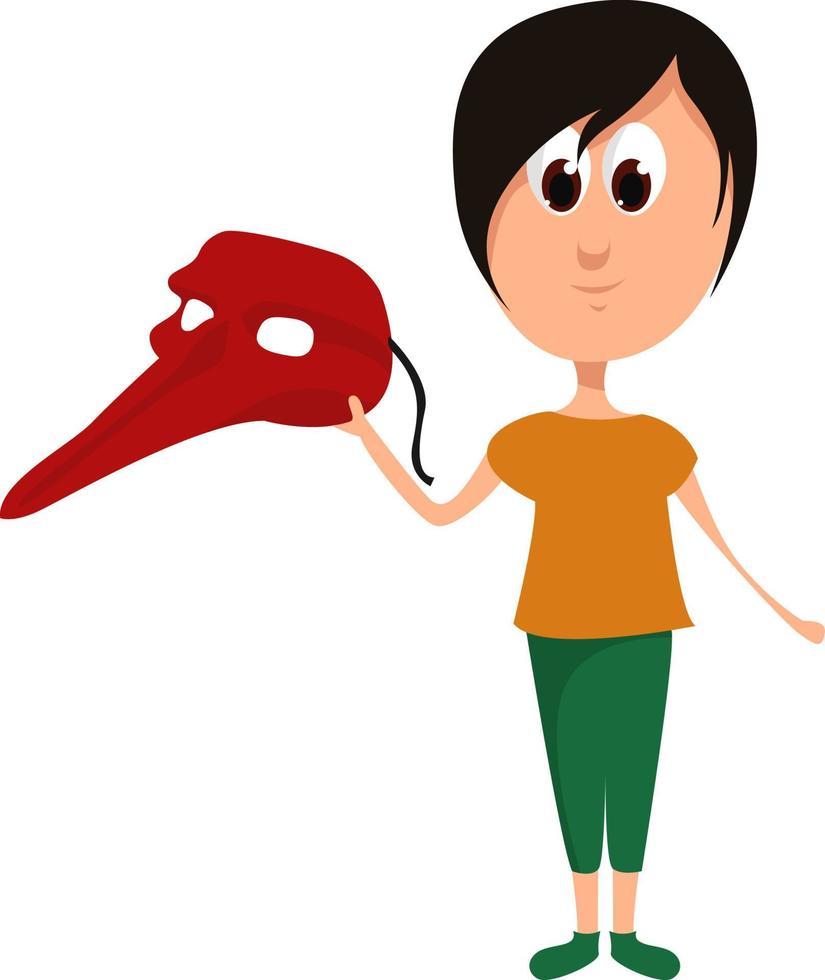 Girl with venetian mask , illustration, vector on white background