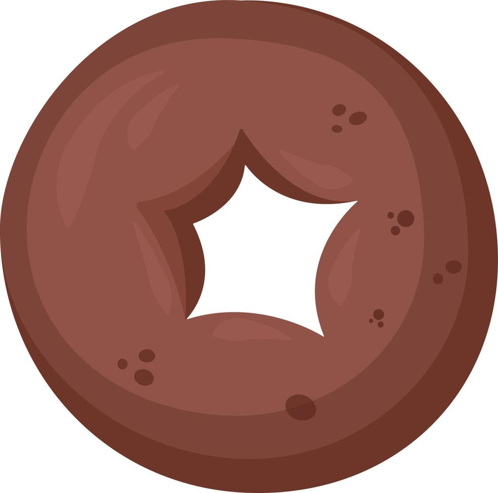 Chocolate donut, illustration, vector on a white background.