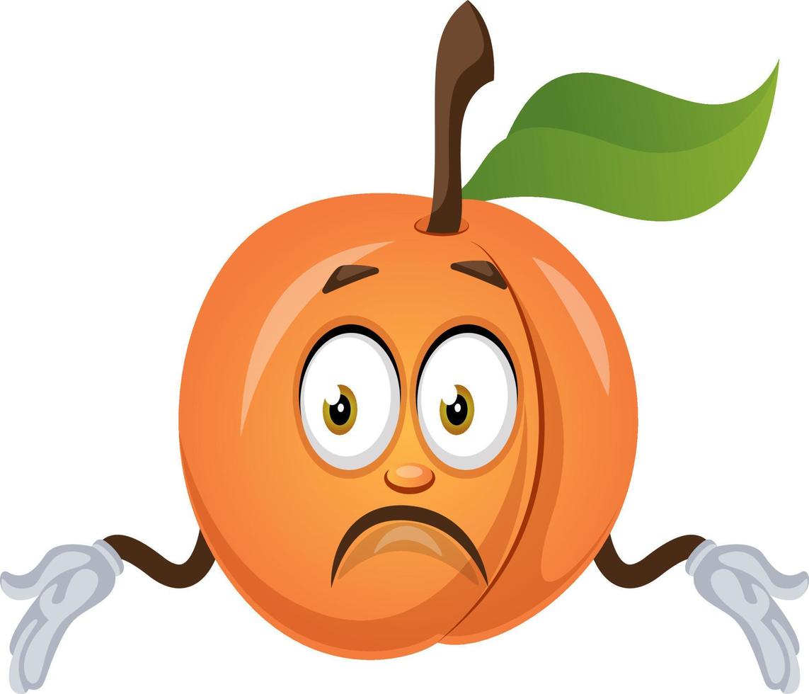 Confused apricot, illustration, vector on white background.