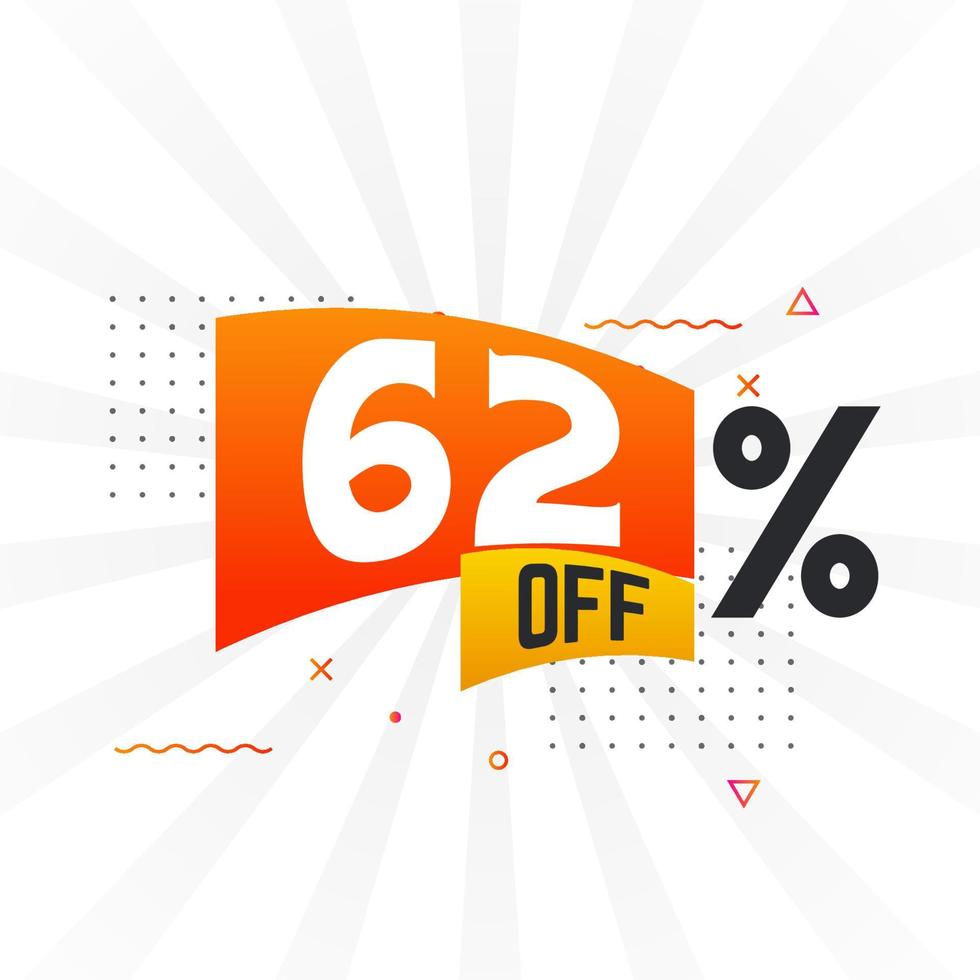 62 Percent off Special Discount Offer. 62 off Sale of advertising campaign vector graphics.