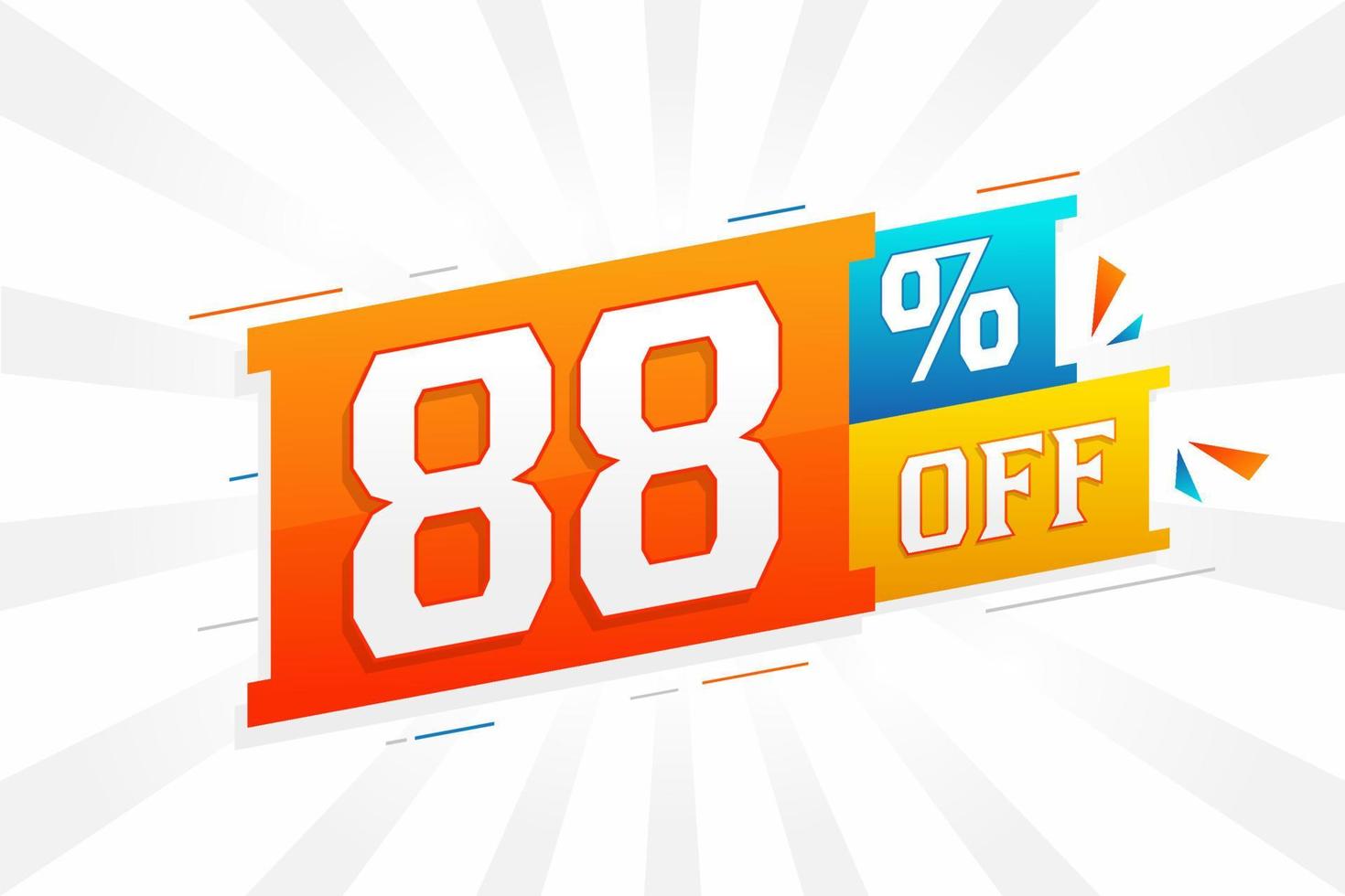 88 Percent off 3D Special promotional campaign design. 88 of 3D Discount Offer for Sale and marketing. vector