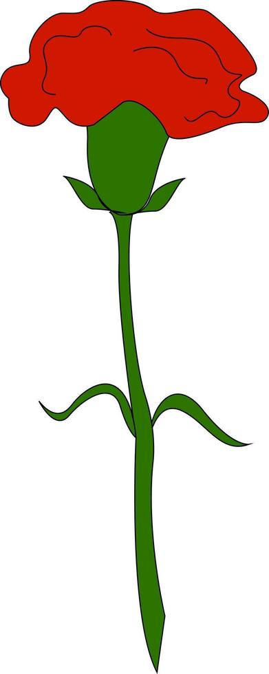 Red rose, illustration, vector on white background.