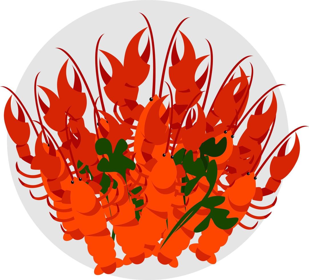 Boiled crayfish, illustration, vector on white background.