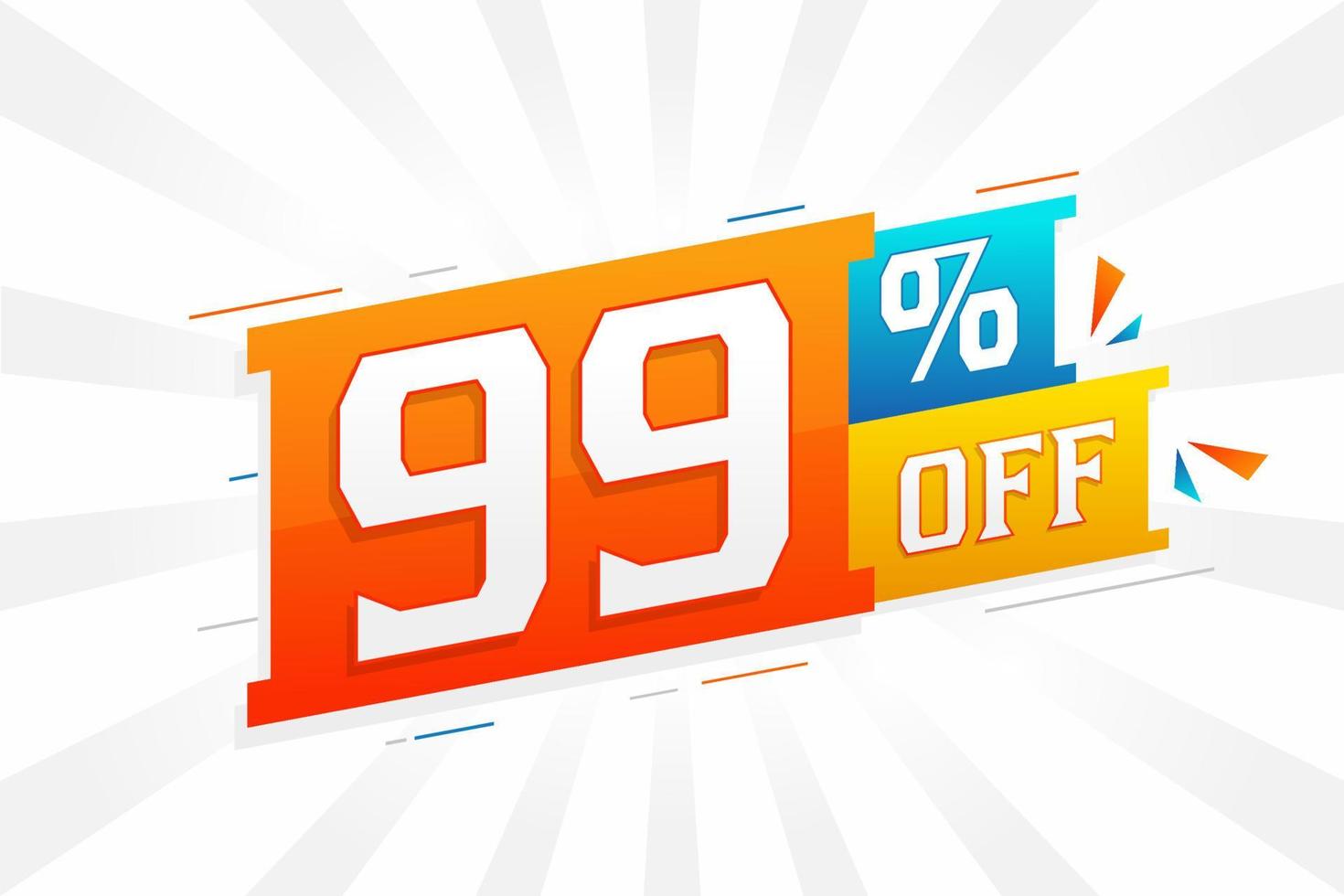99 Percent off 3D Special promotional campaign design. 99 of 3D Discount Offer for Sale and marketing. vector