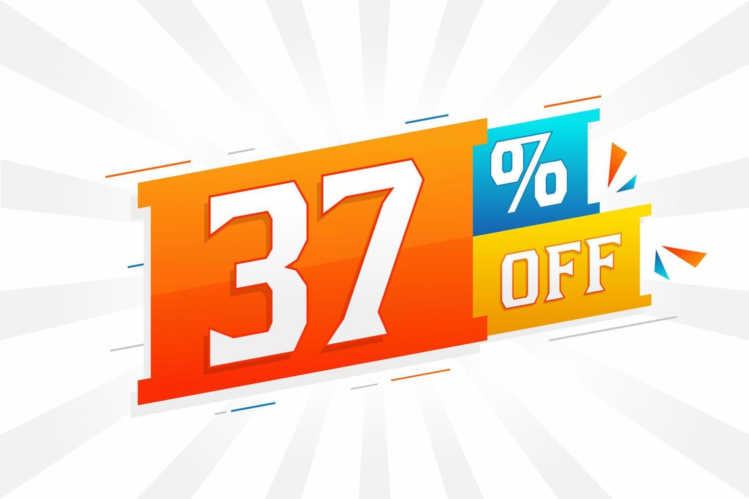 37 Percent off 3D Special promotional campaign design. 37 of 3D Discount Offer for Sale and marketing. vector