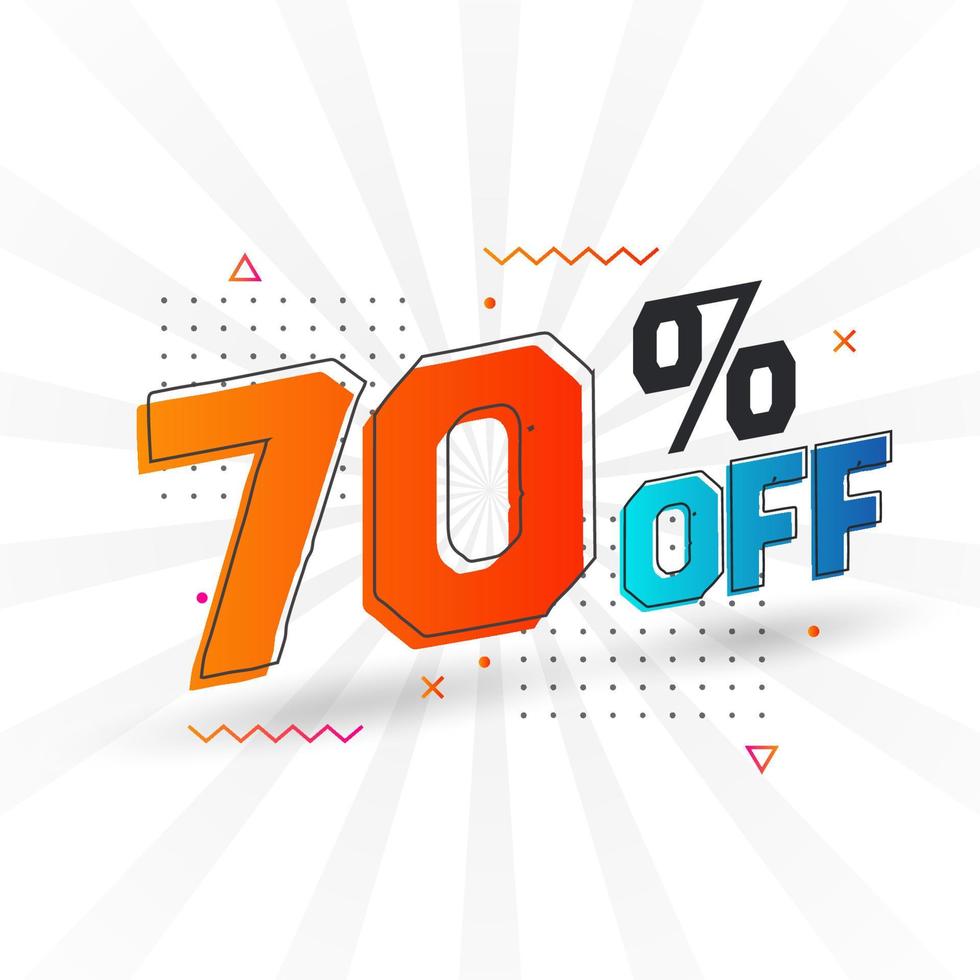 70 Percent off 3D Special promotional campaign design. 70 of 3D Discount Offer for Sale and marketing. vector