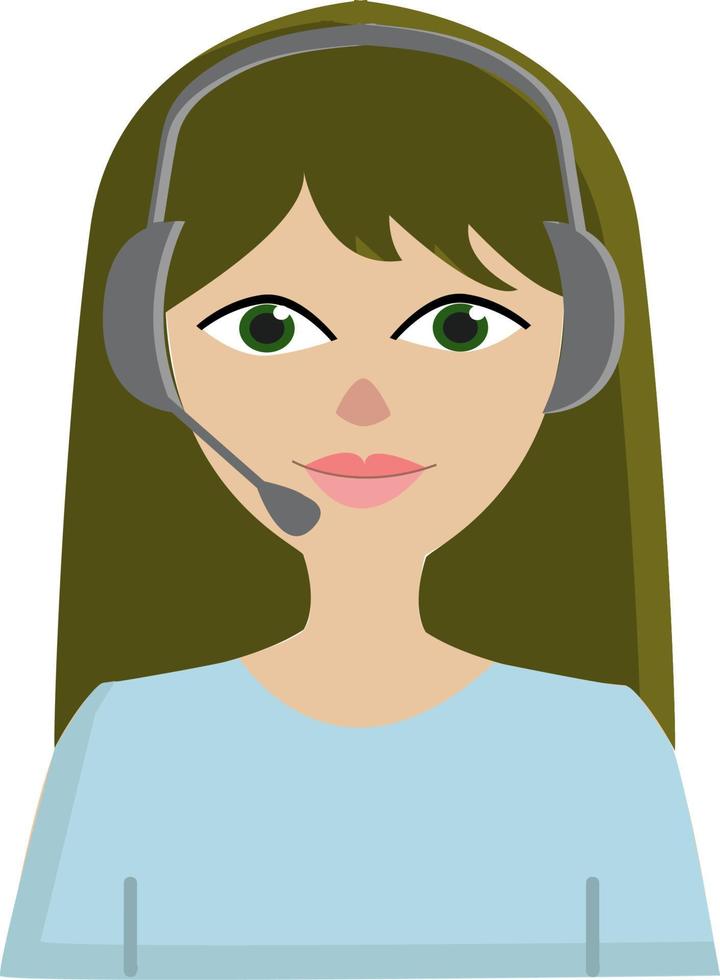 A girl with a headphone, vector or color illustration.