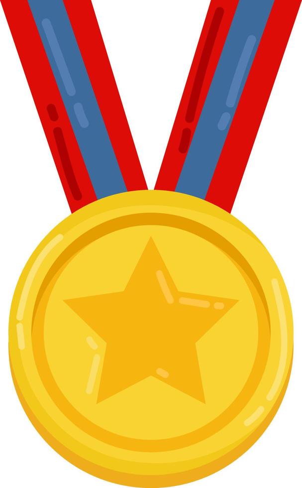 Golden medal, illustration, vector on white background