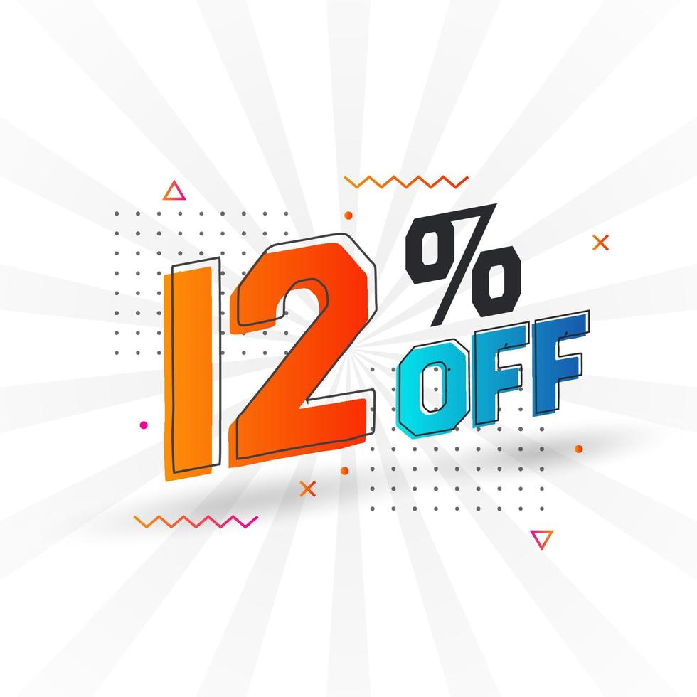 12 Percent off 3D Special promotional campaign design. 12 of 3D Discount Offer for Sale and marketing. vector