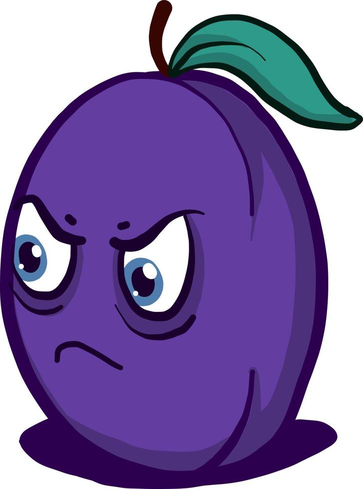 Angry plum, illustration, vector on white background