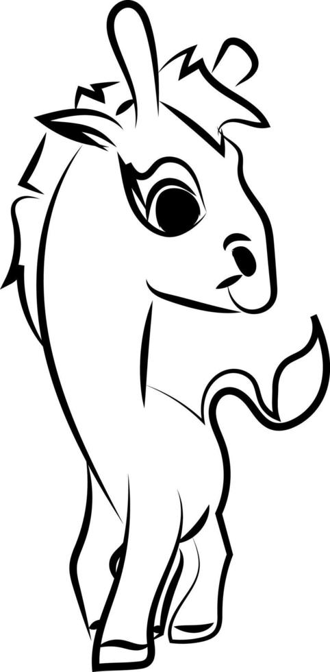 Small giraffe sketch, illustration, vector on white background.