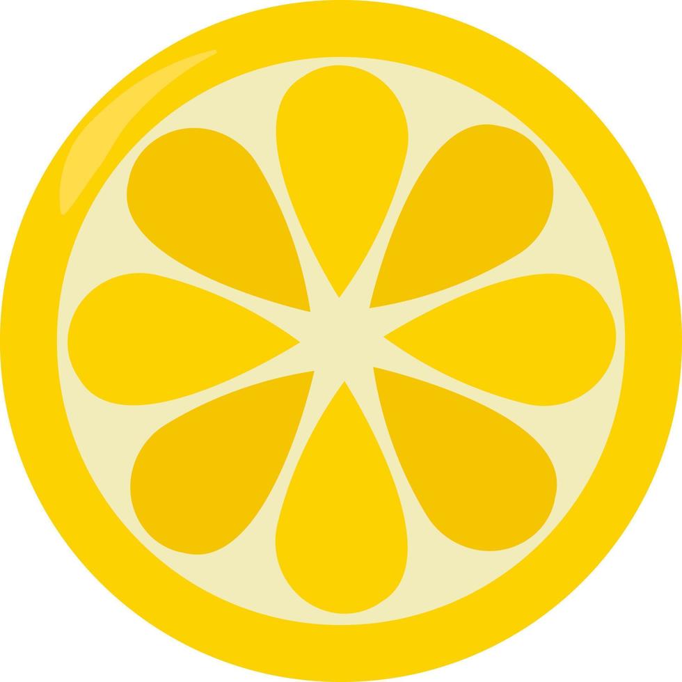 Slice of lemon, illustration, vector on white background.
