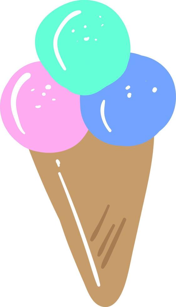 Sweet ice cream, illustration, vector on white background.