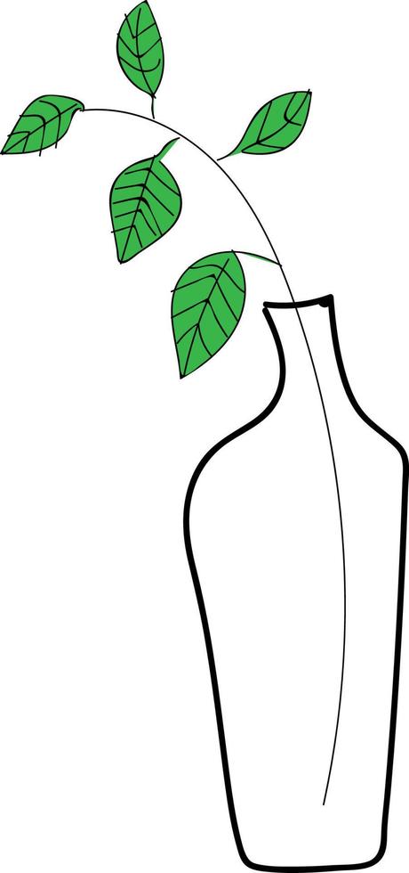 planta en jarrón de botella, vector o ilustración de color.