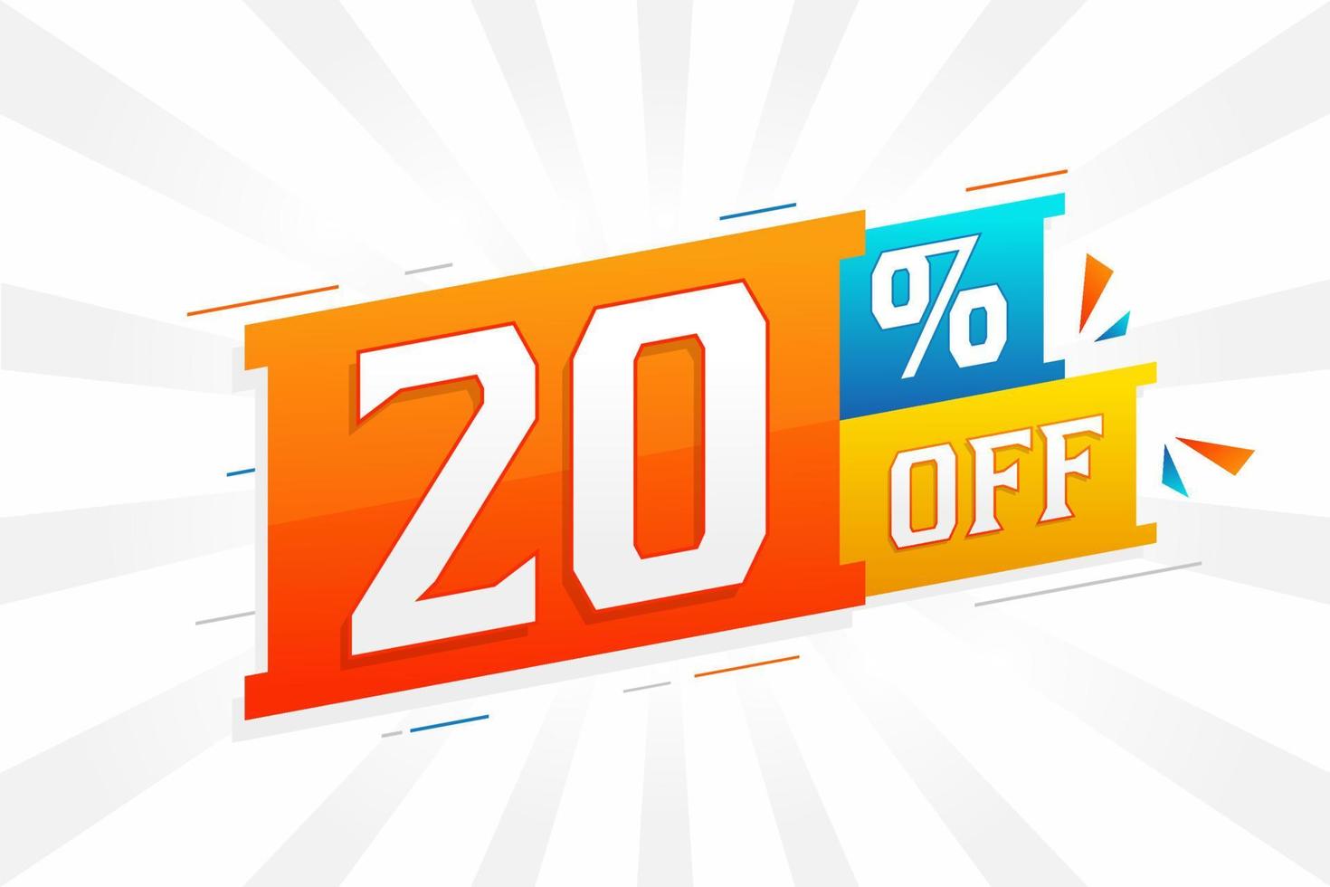 20 Percent off 3D Special promotional campaign design. 20 of 3D Discount Offer for Sale and marketing. vector