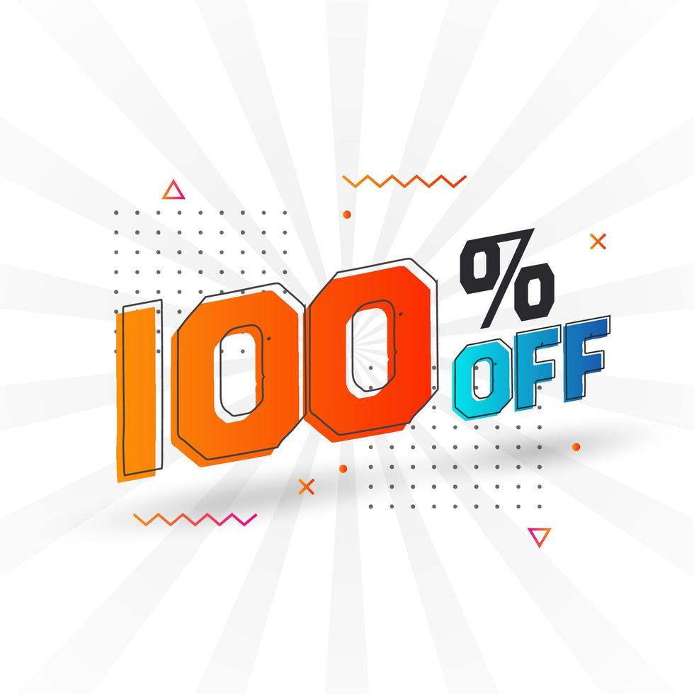 100 Percent off 3D Special promotional campaign design. 100 of 3D Discount Offer for Sale and marketing. vector