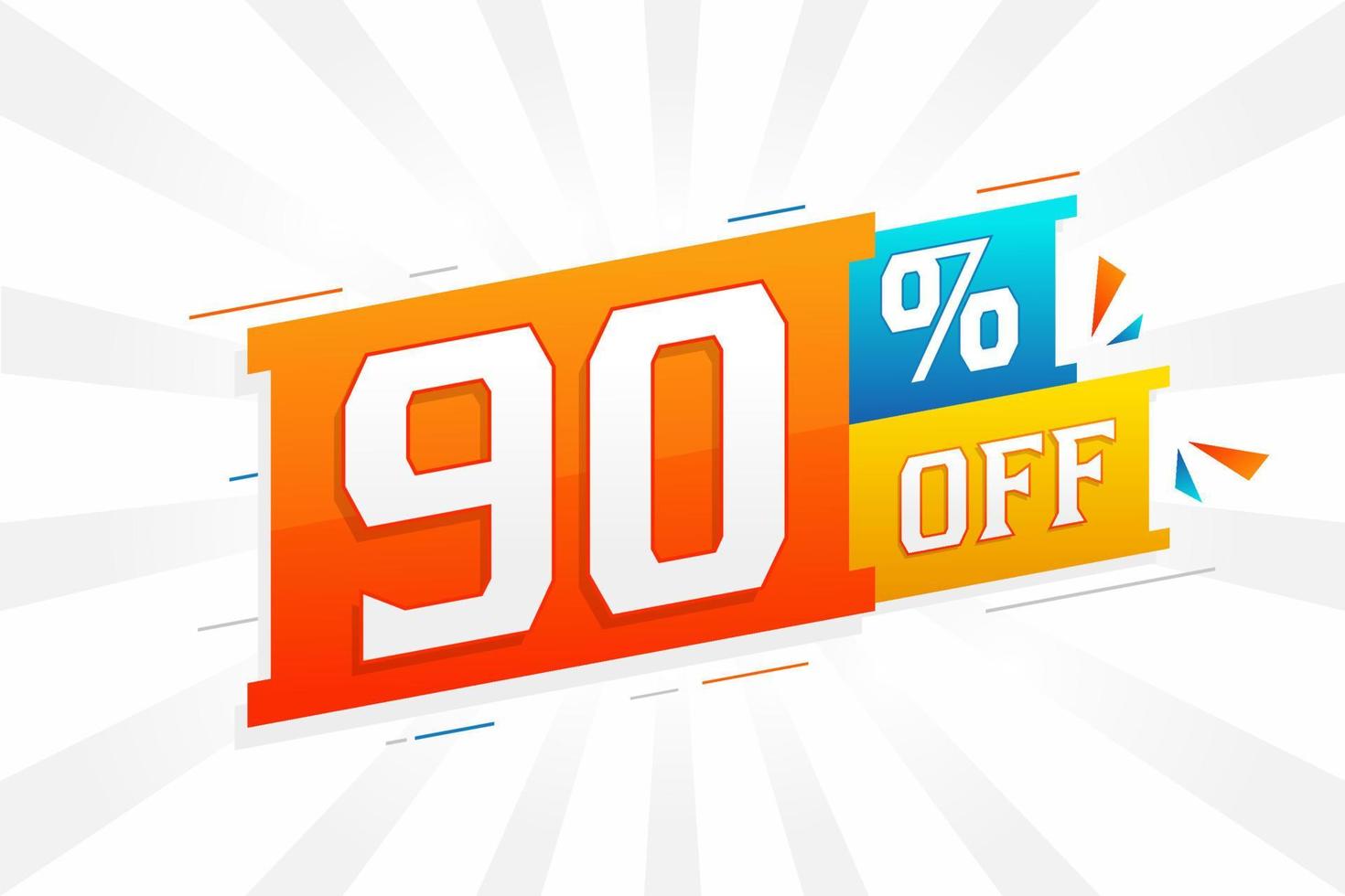 90 Percent off 3D Special promotional campaign design. 90 of 3D Discount Offer for Sale and marketing. vector