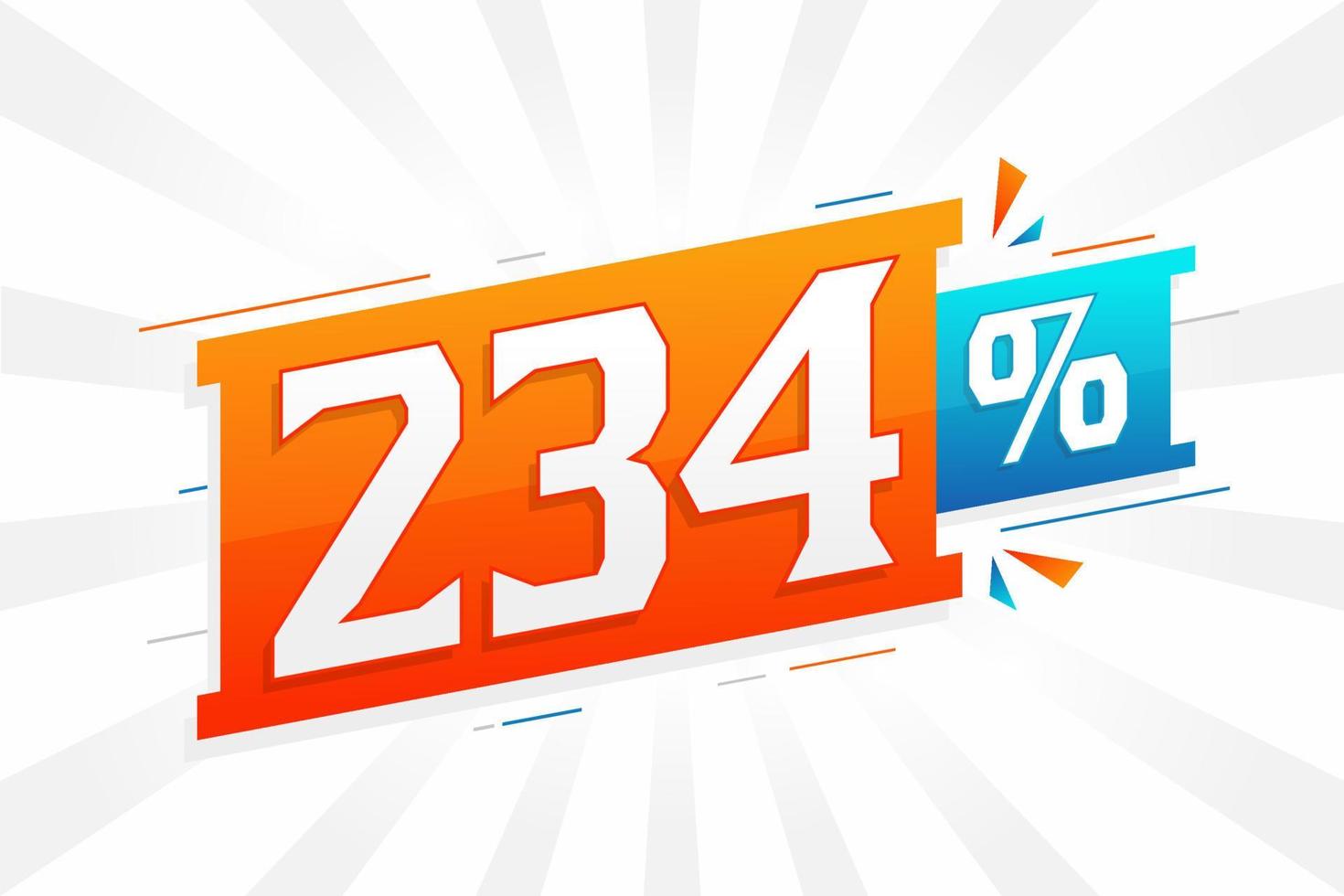 234 promoción de banner de marketing de descuento. 234 por ciento de diseño promocional de ventas. vector