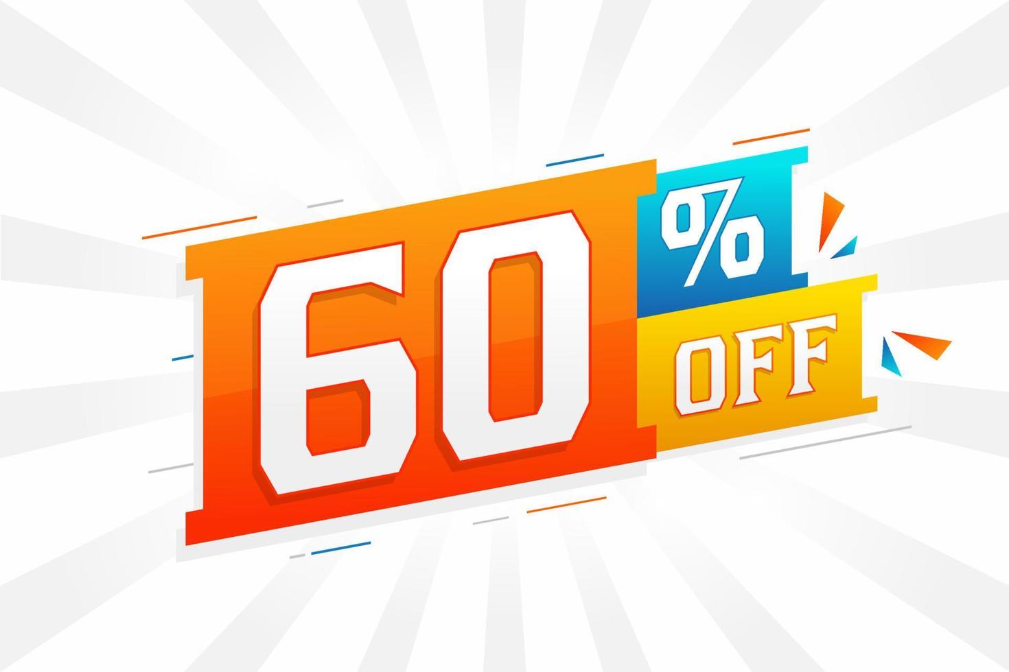 60 Percent off 3D Special promotional campaign design. 60 of 3D Discount Offer for Sale and marketing. vector