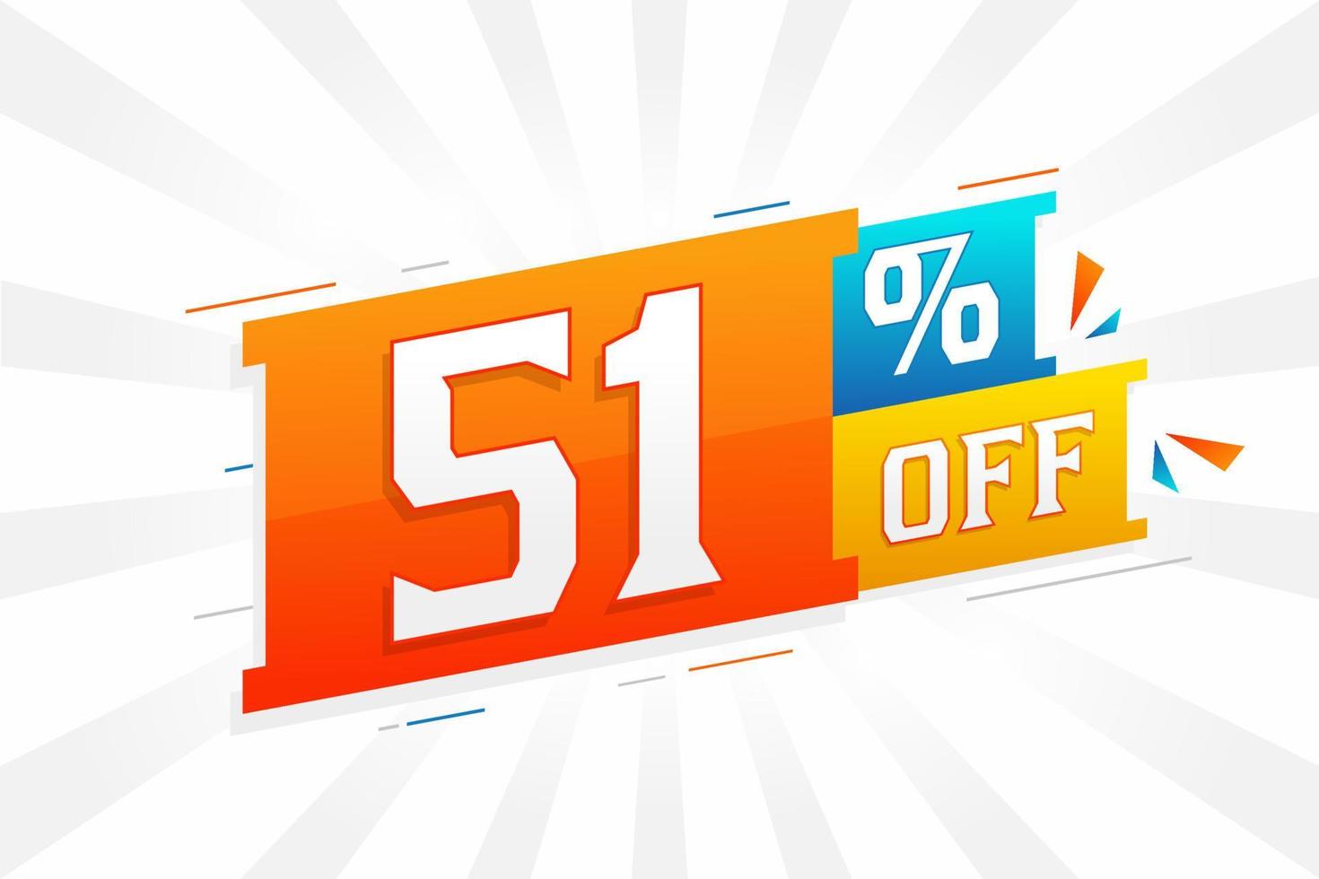 51 Percent off 3D Special promotional campaign design. 51 of 3D Discount Offer for Sale and marketing. vector