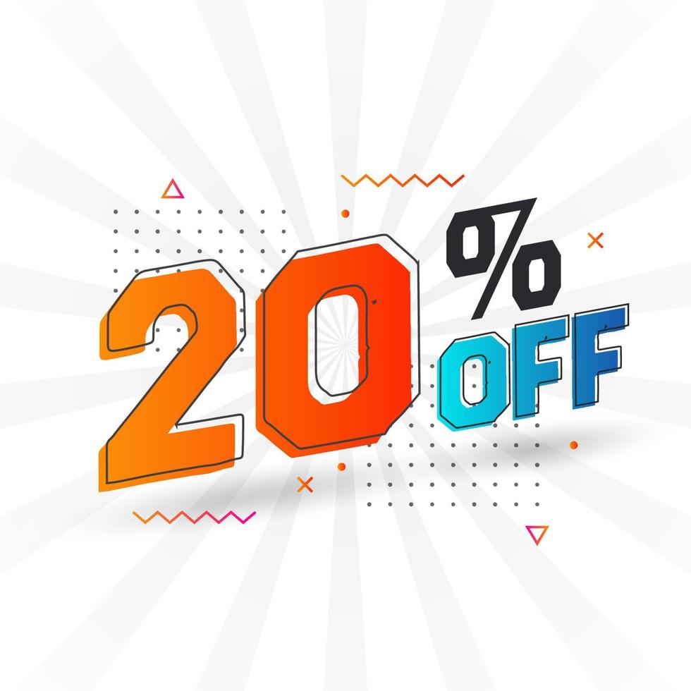 20 Percent off 3D Special promotional campaign design. 20 of 3D Discount Offer for Sale and marketing. vector