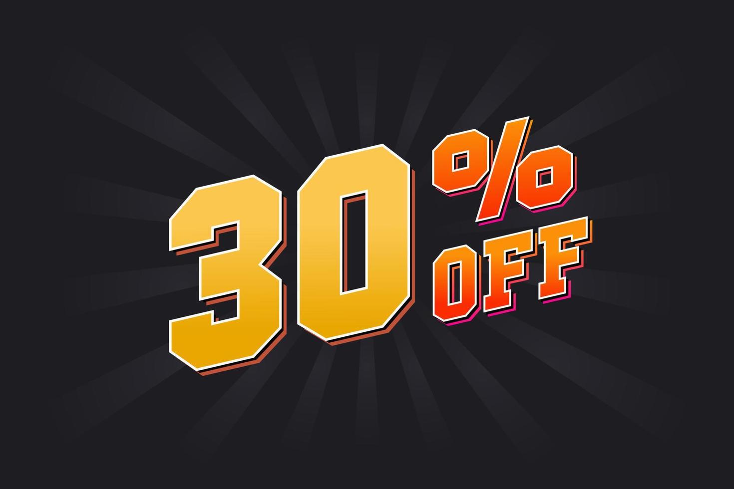 30 Percent off Special Discount Offer. 30 off Sale of advertising campaign vector graphics.