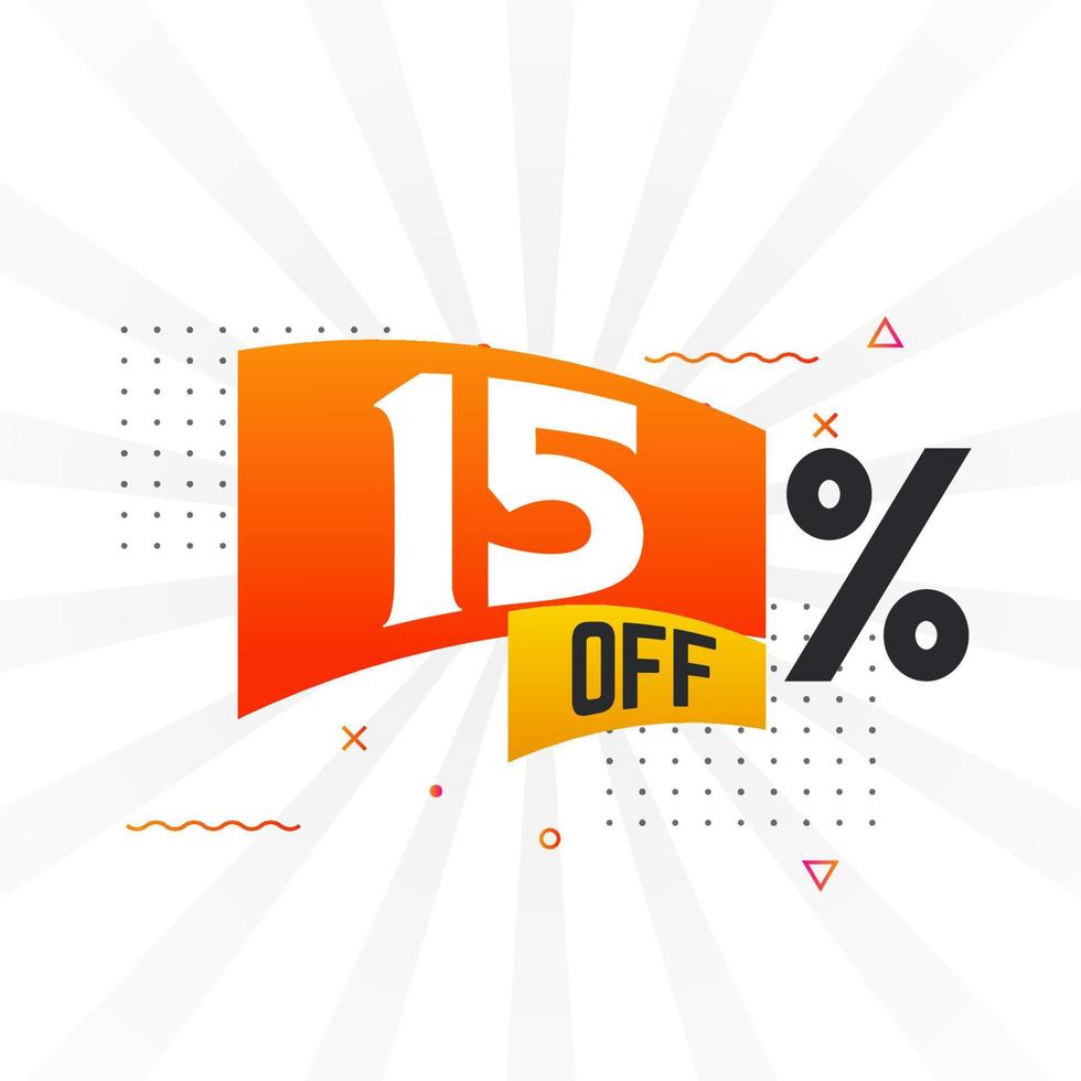 15 Percent off Special Discount Offer. 15 off Sale of advertising campaign vector graphics.