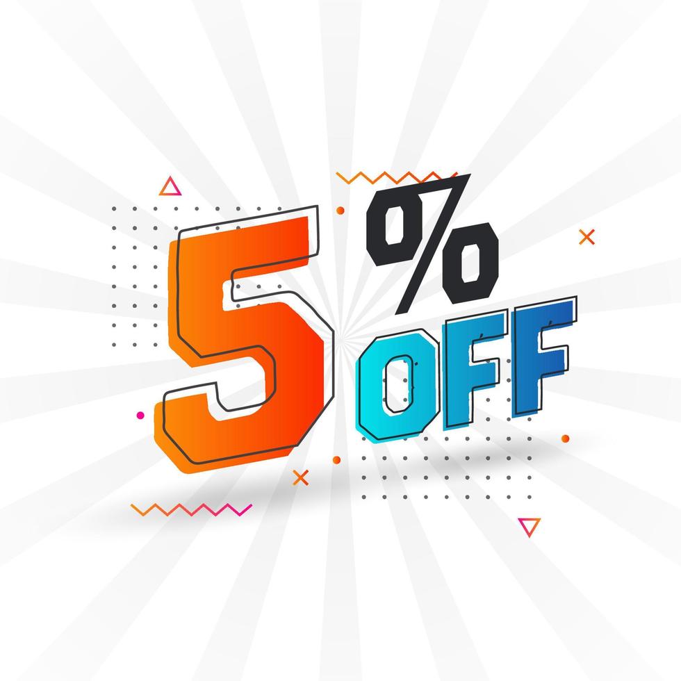 5 Percent off 3D Special promotional campaign design. 5 of 3D Discount Offer for Sale and marketing. vector