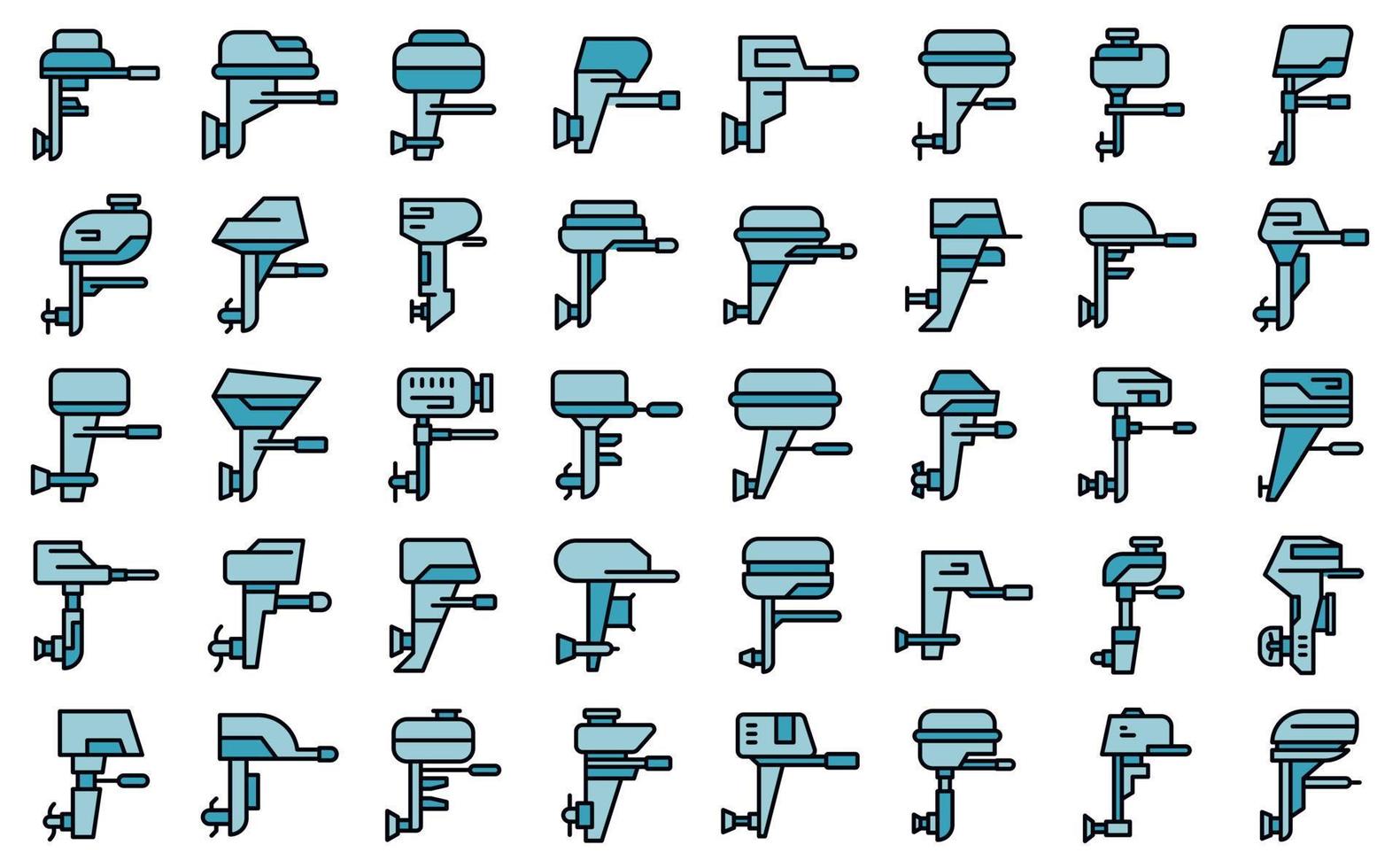 Outboard motor icons set vector flat