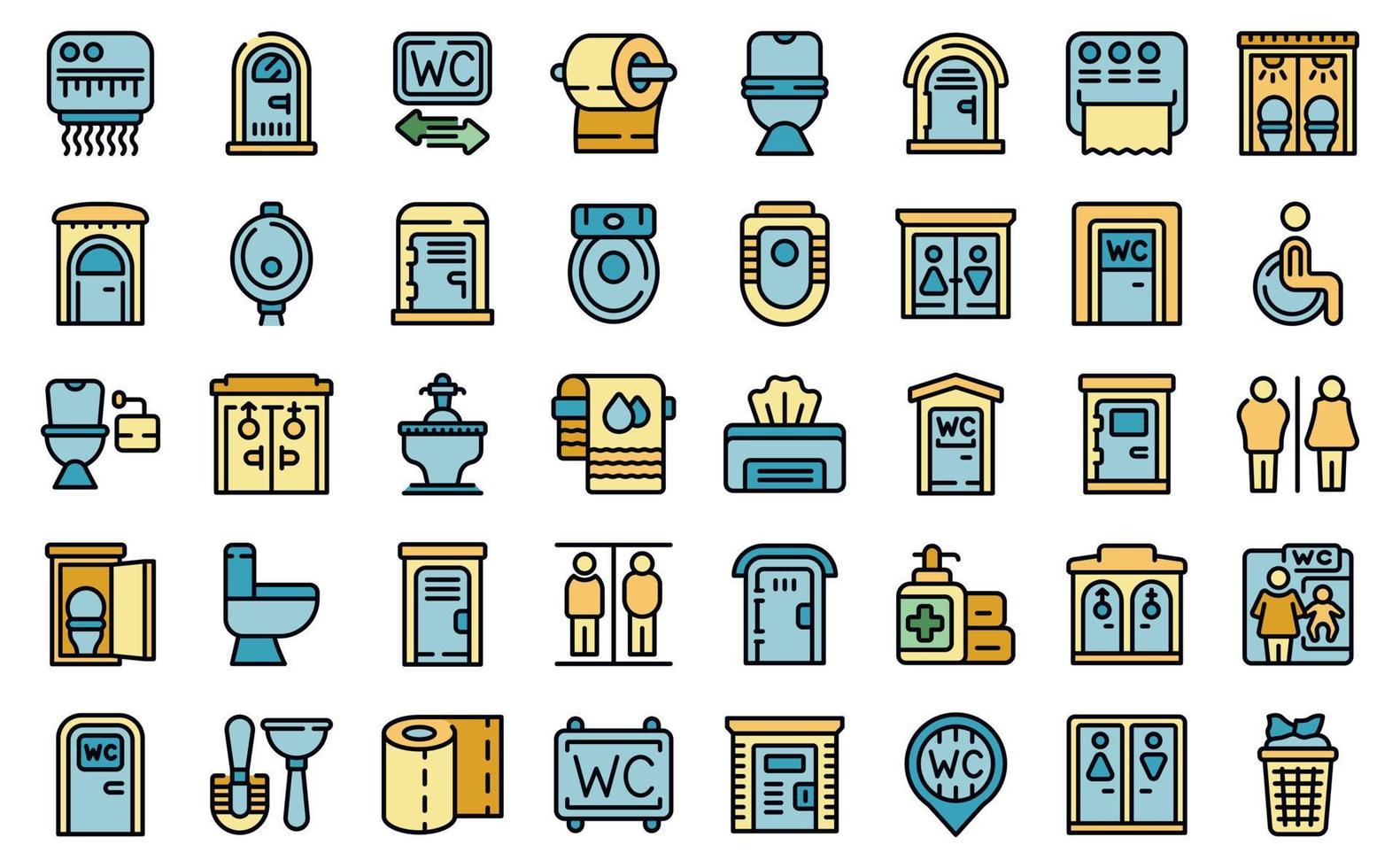 iconos de baños públicos establecer vector plano