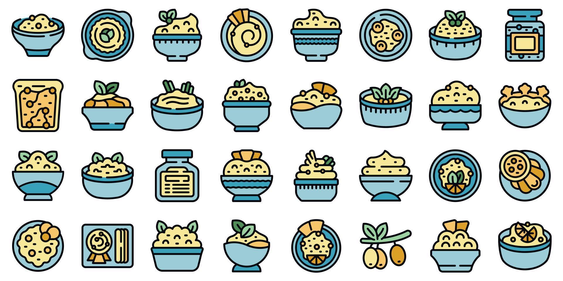 Hummus icons set vector flat