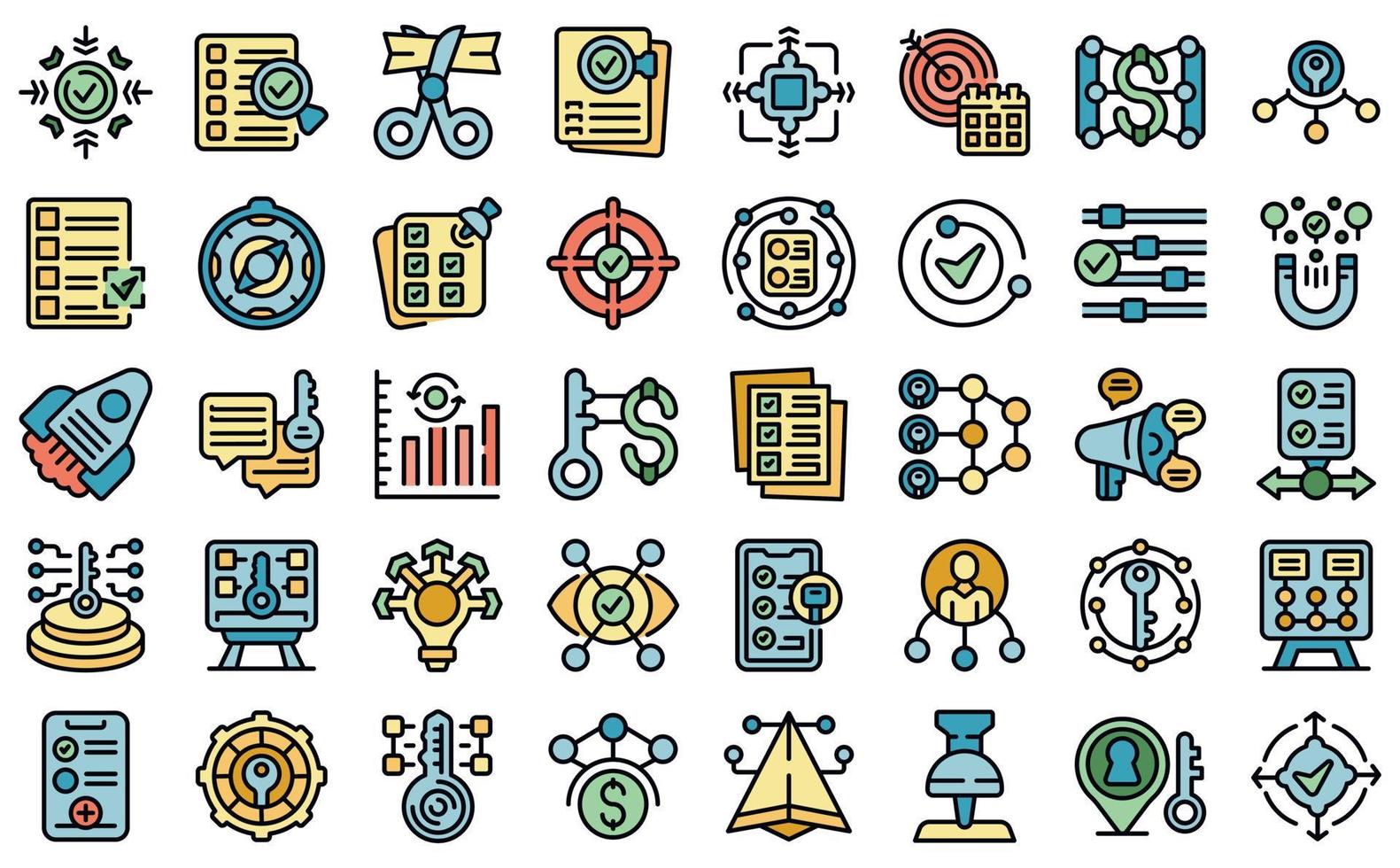 Key points icons set vector flat