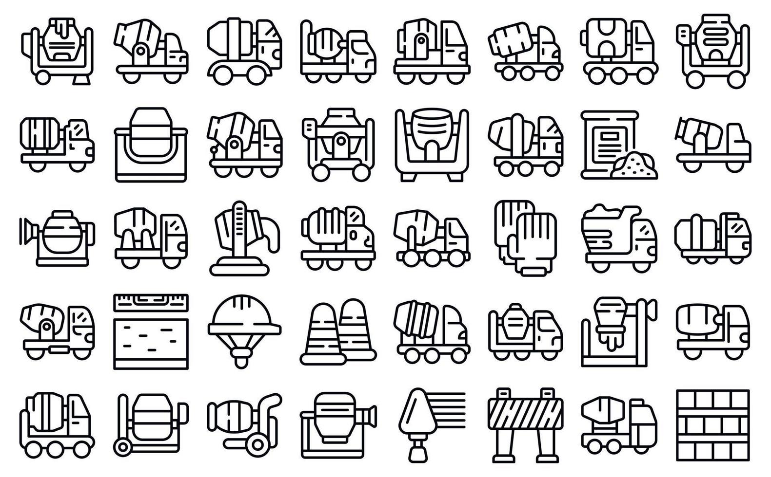 Cement mixer icons set outline vector. Concrete mix vector