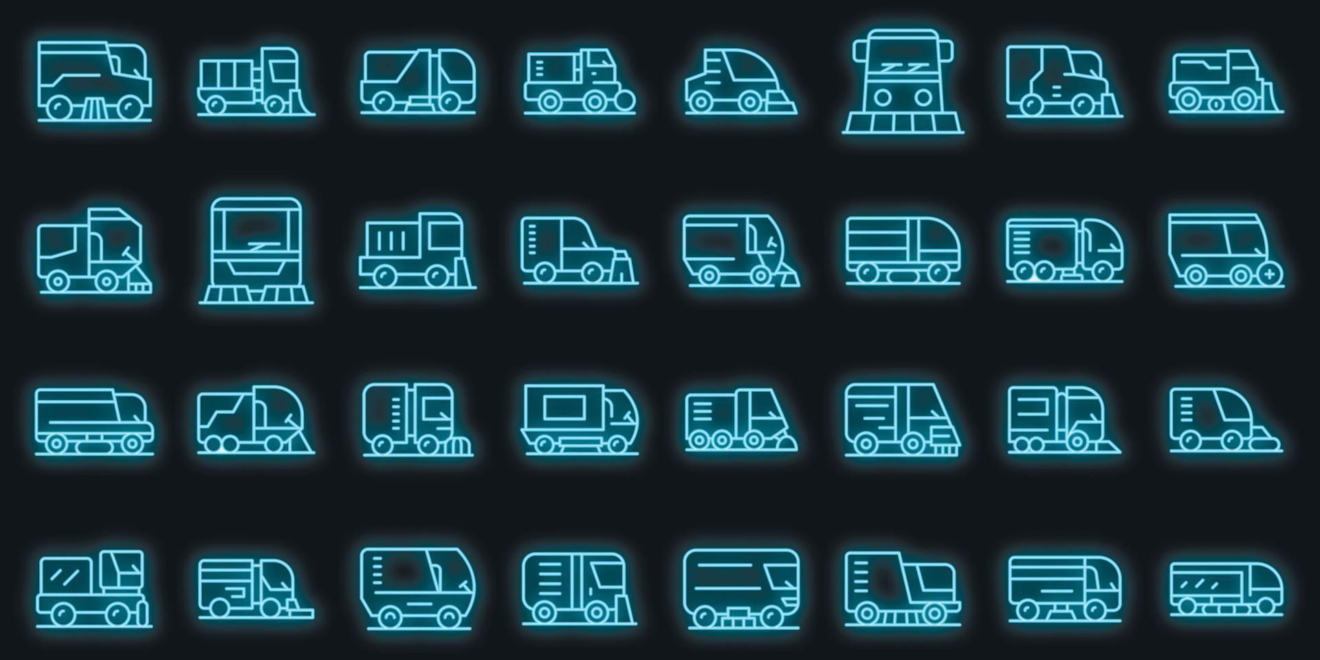 Sweeper icons set vector neon