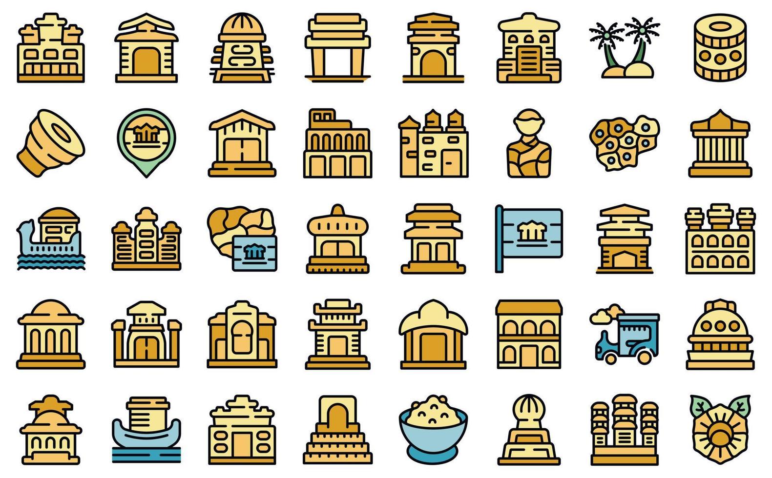 Cambodia icons set vector flat