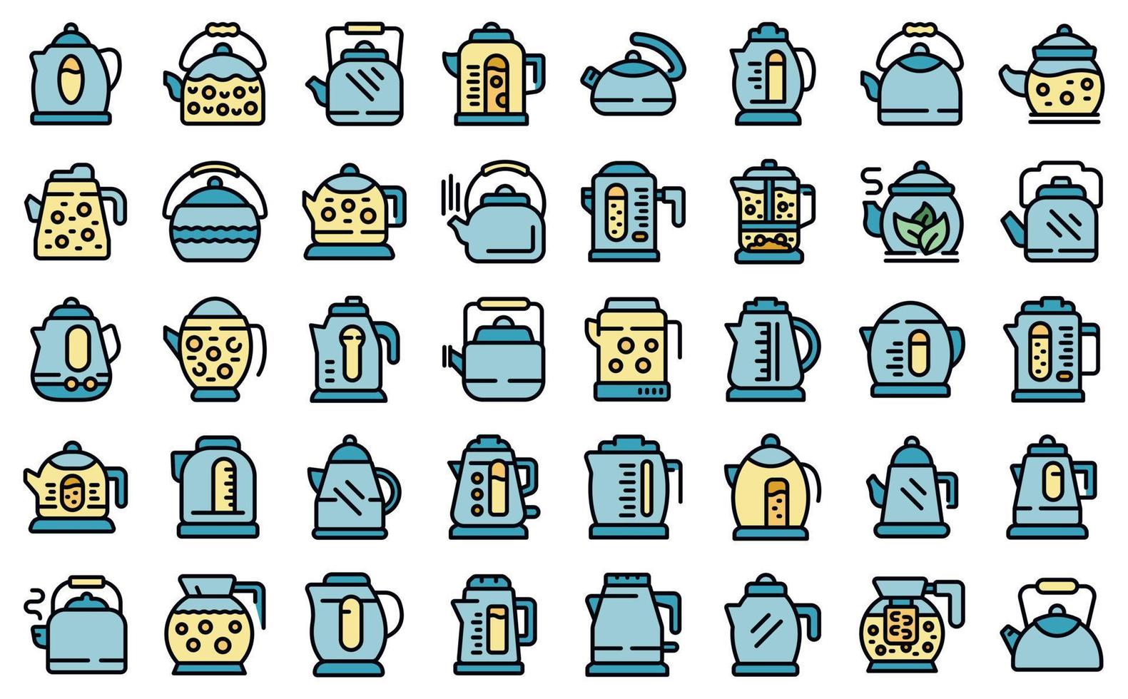 Kettle icons set vector flat