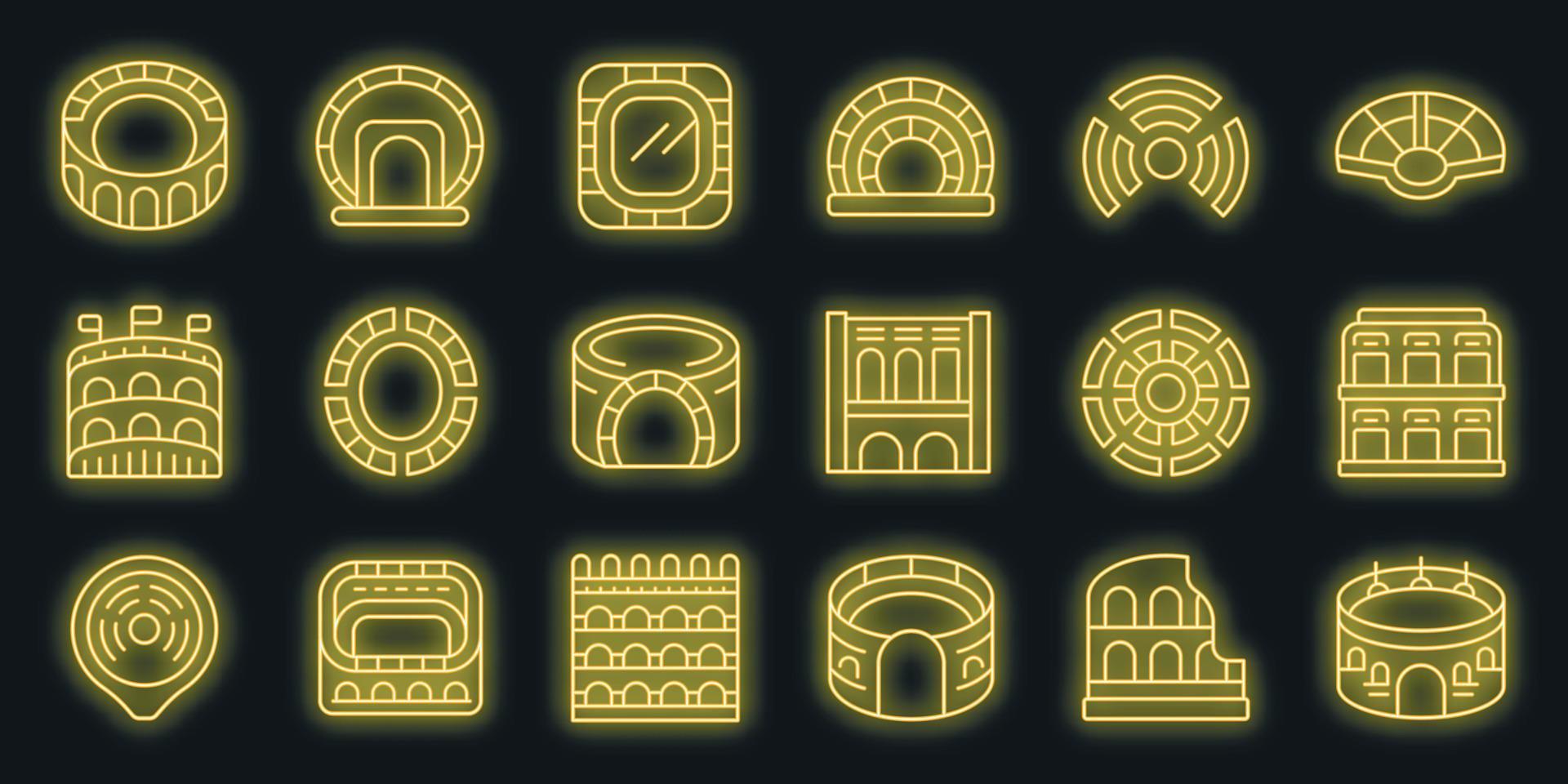 Amphitheater icons set vector neon
