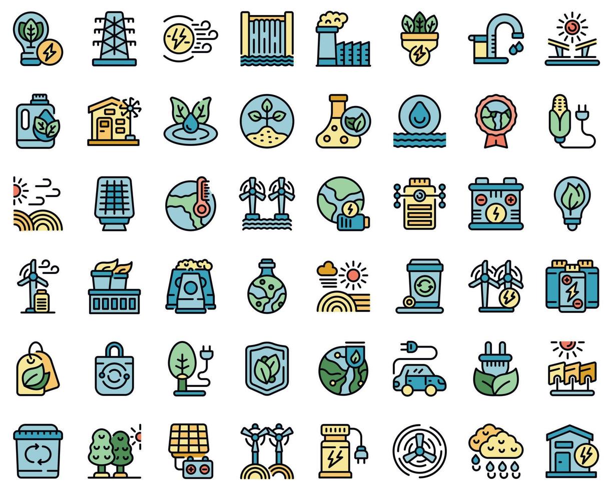 Renewable energy icons set vector flat