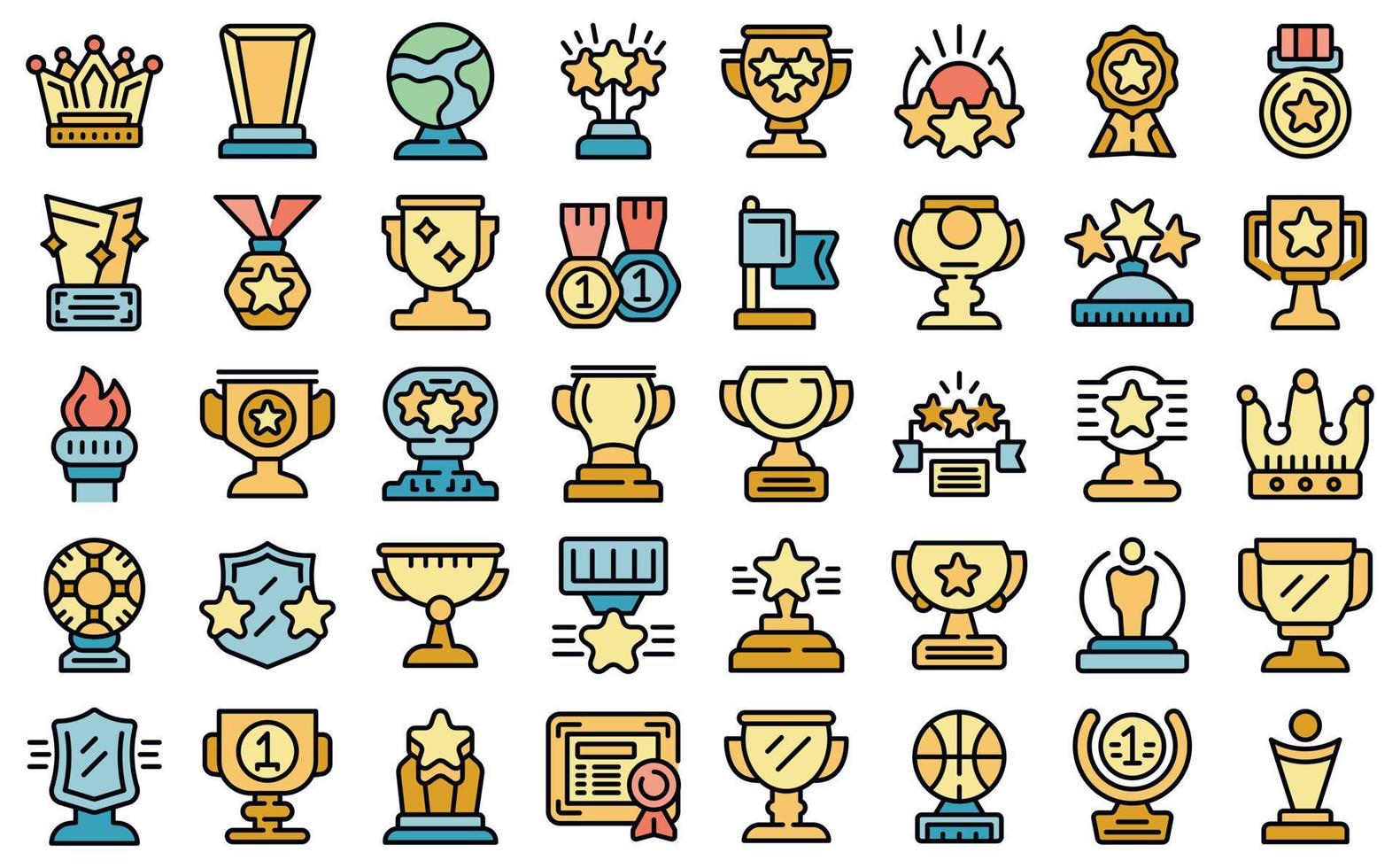 Award trophy icons set vector flat