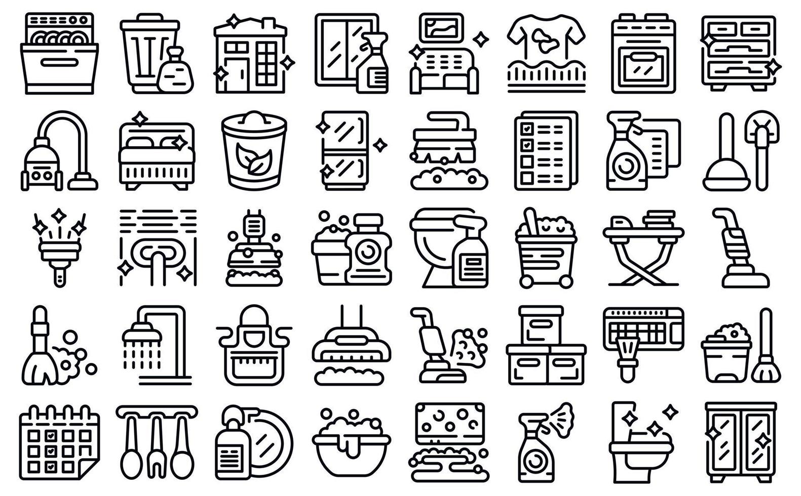 Tidy up icons set outline vector. Furniture room vector