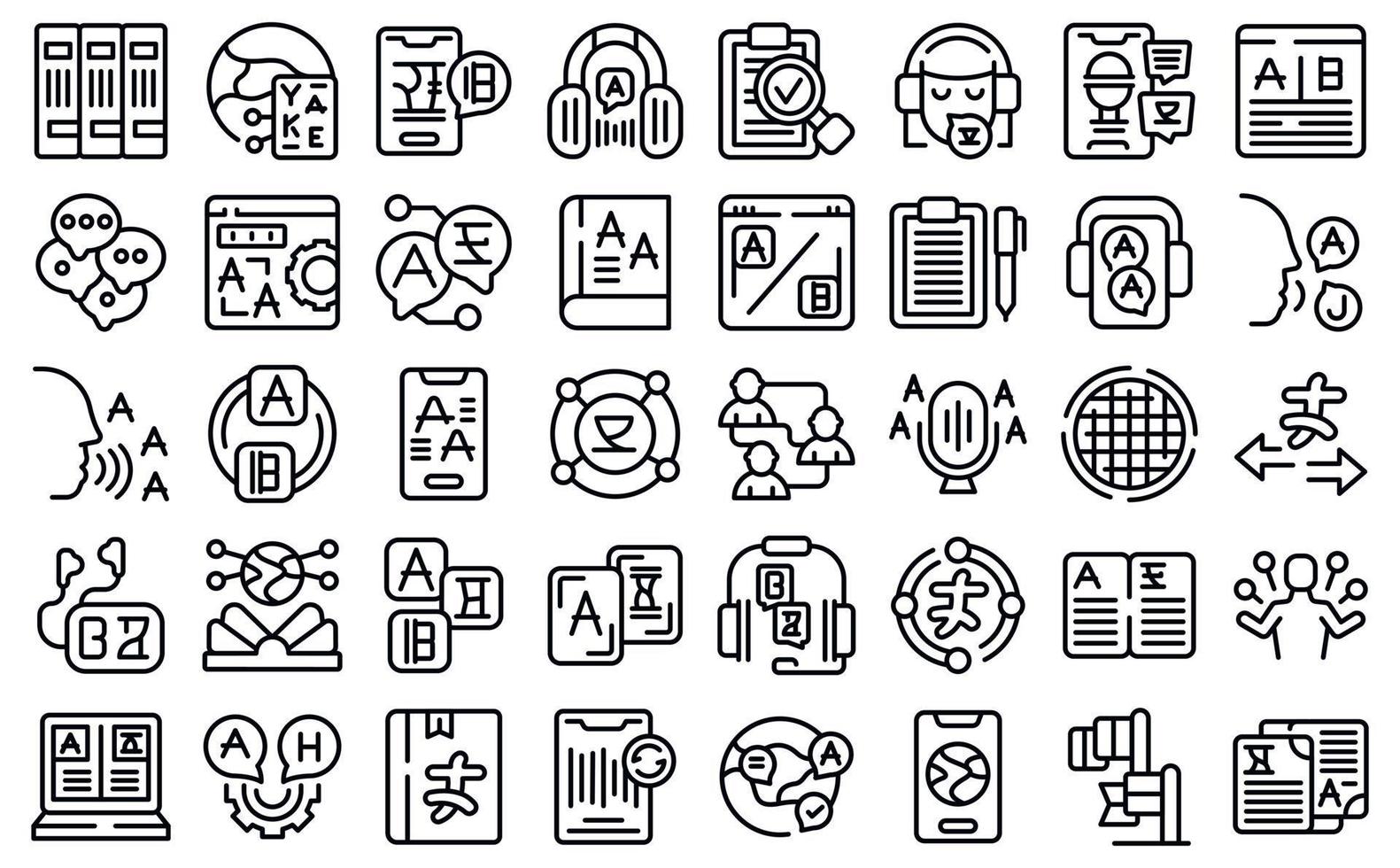 Interpreter icons set outline vector. Speak megaphone vector