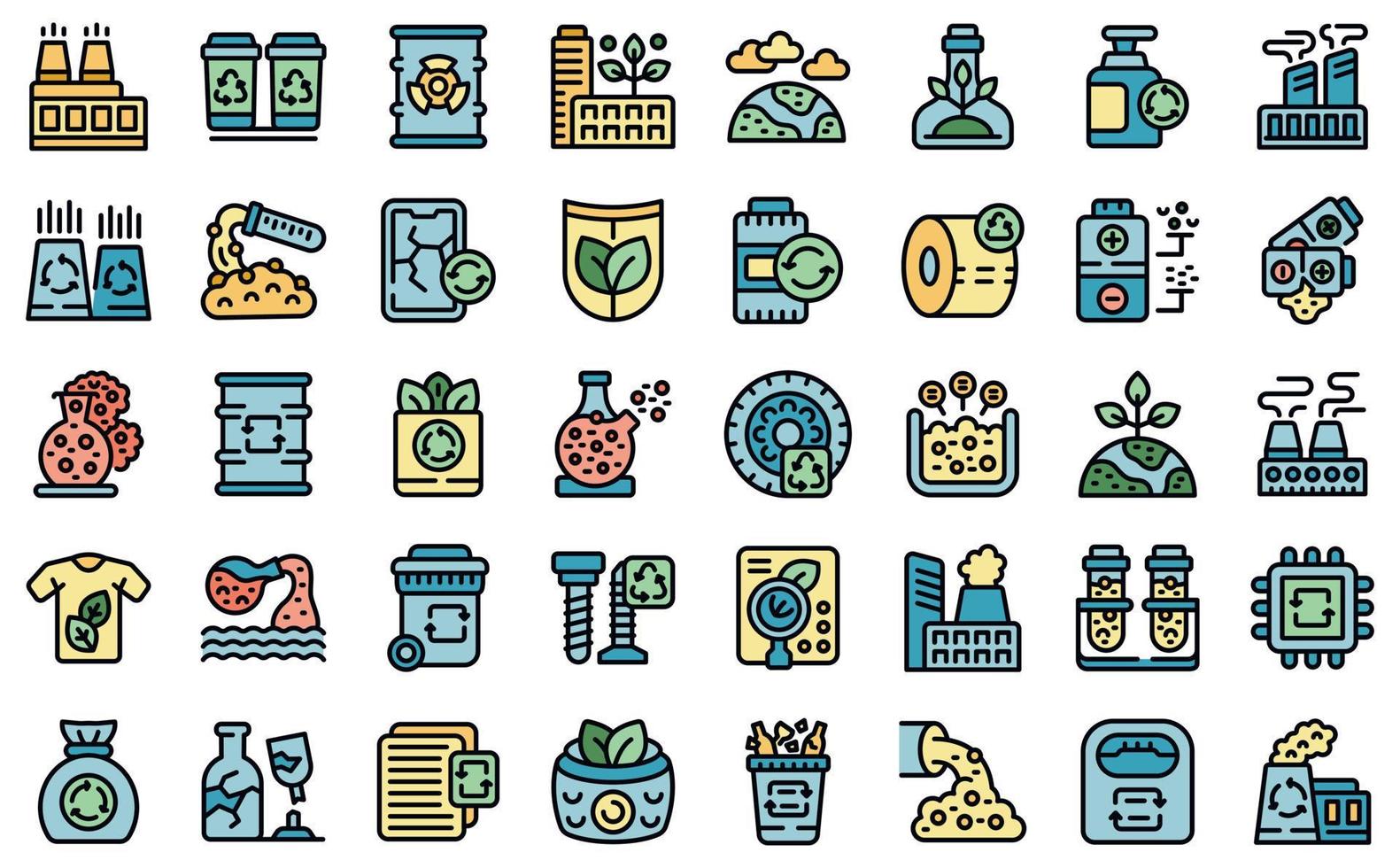 Chemical recycling icons set vector flat